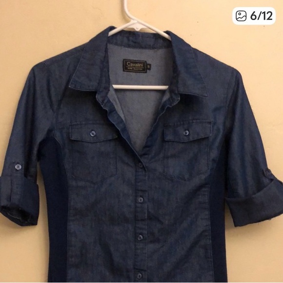 Cavalini Dark Blue Women's Button-Down Shirt - Picture 4 of 8